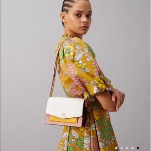 NWT TORY BURCH 77089 ROBINSON COLOR-BLOCK MINI SHOULDER BAG MSRP $348 Ivory/Pink